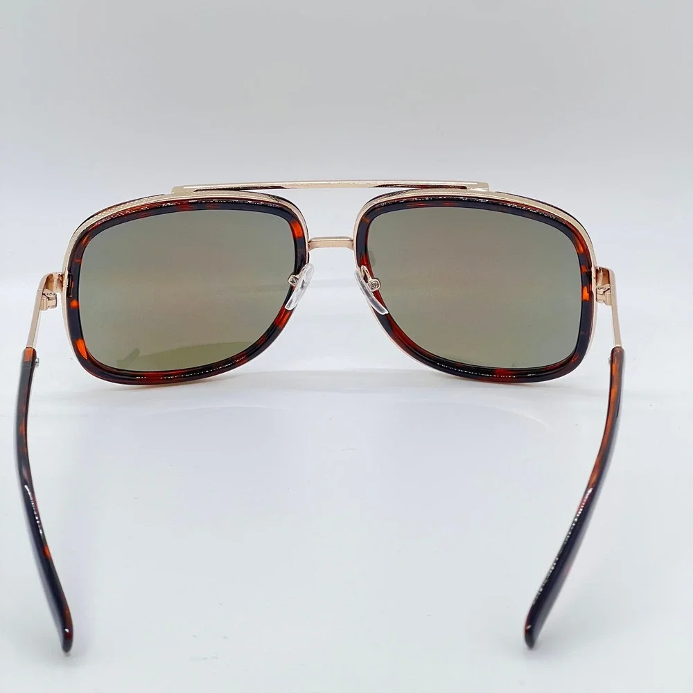 Aviator Sunglasses Gold Frame Tortoise Shell Red Mirrored Lens Lentes‎ Gafas New